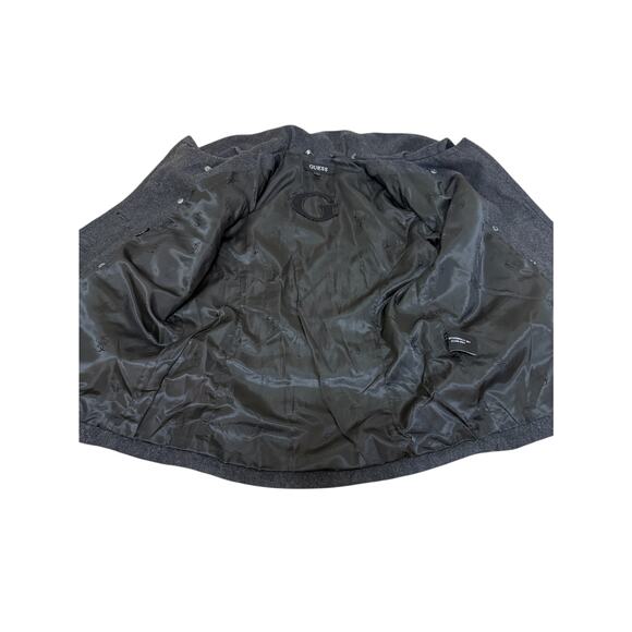 Guess Pea Coat Women Large Gray Black Wool Blend Preppy Winter School Holiday - Picture 5 of 10